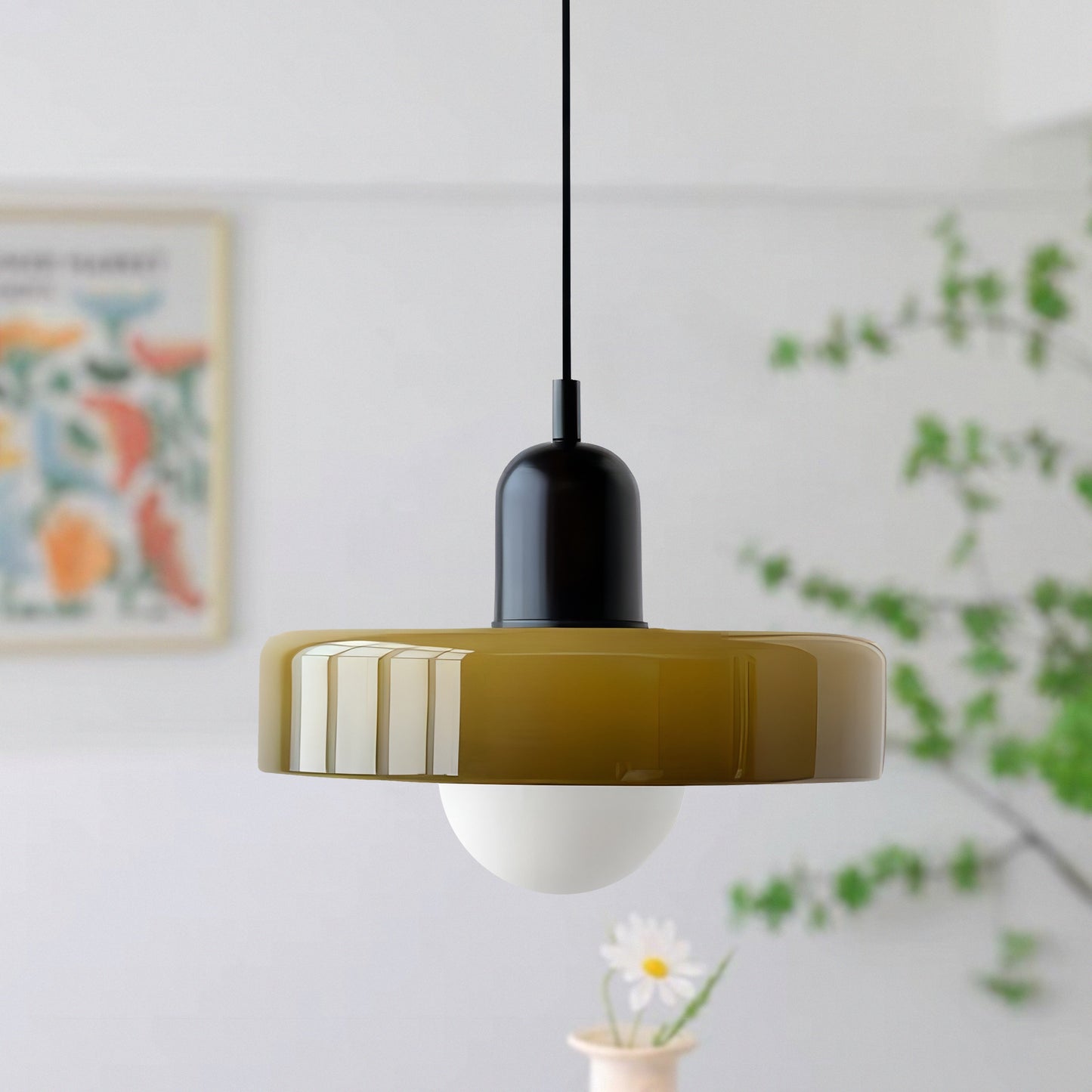 Ceramic Disc Orb Pendant Lamp