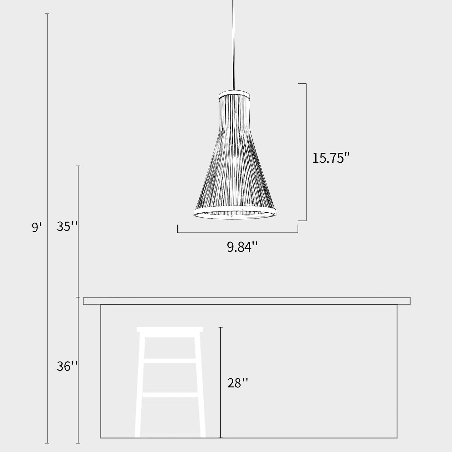 Hand-woven Rattan Chandelier-C