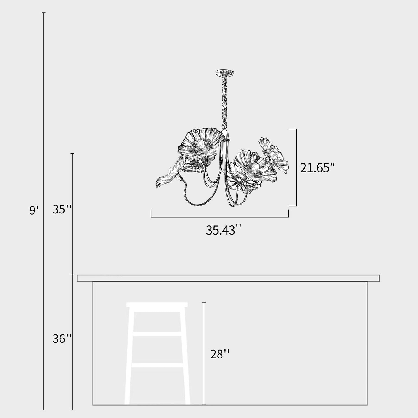 Lotus Leaf Glass Chandelier