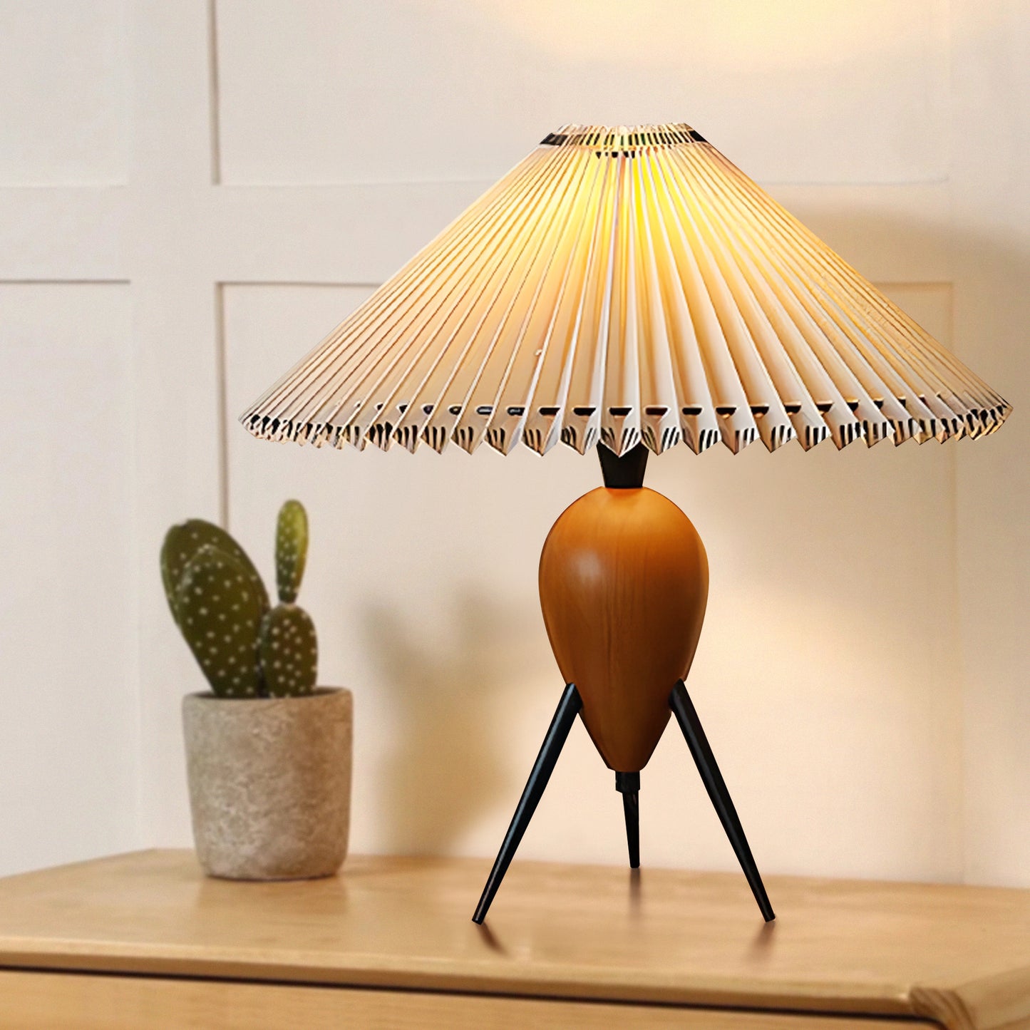 Mid-century Pleated Table Lamp