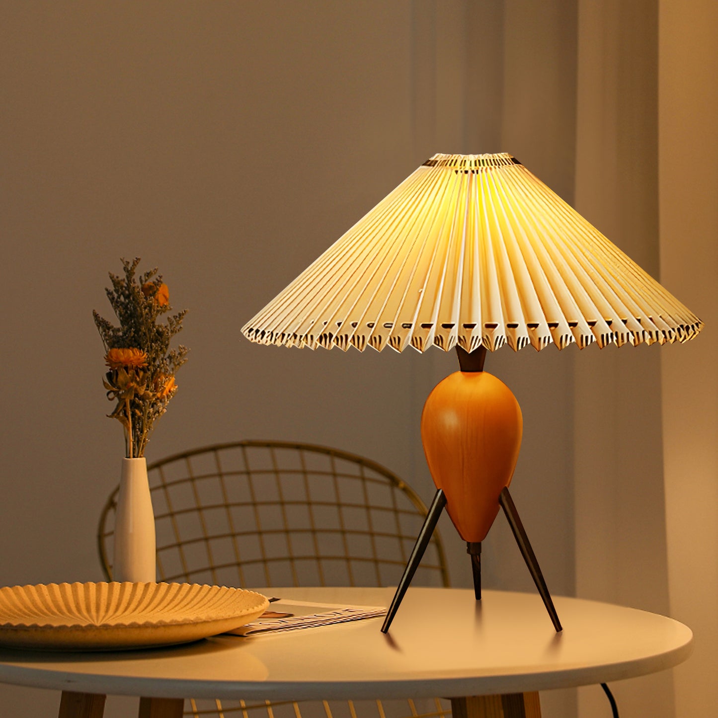 Mid-century Pleated Table Lamp