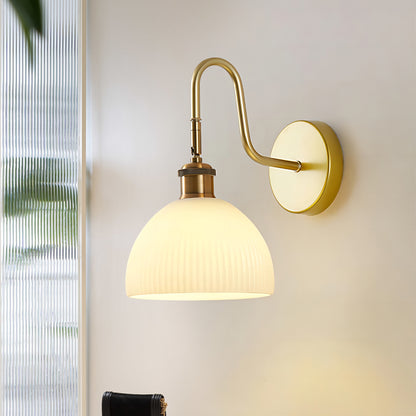 Rubber Wood Glass Wall Lamp