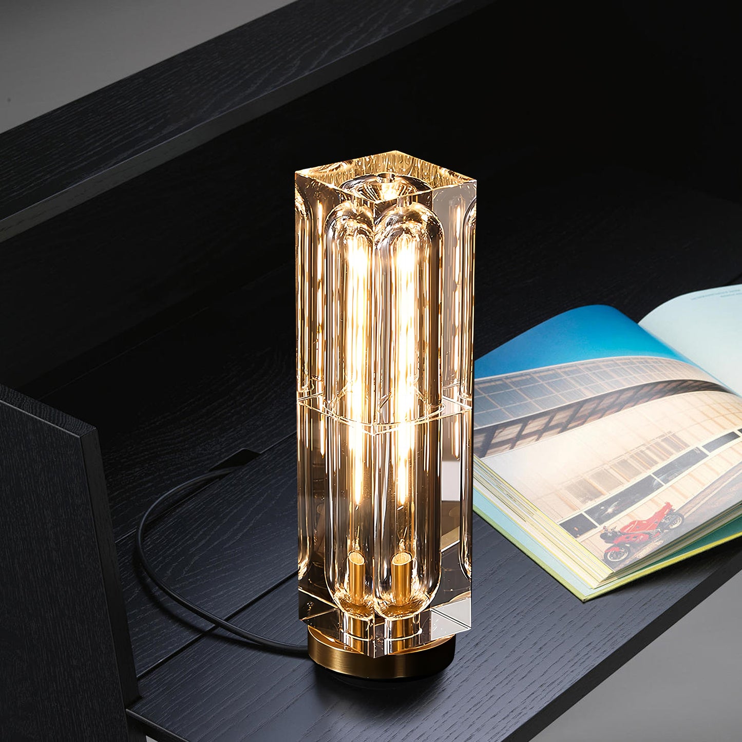 Square Crystal Table Lamp - A