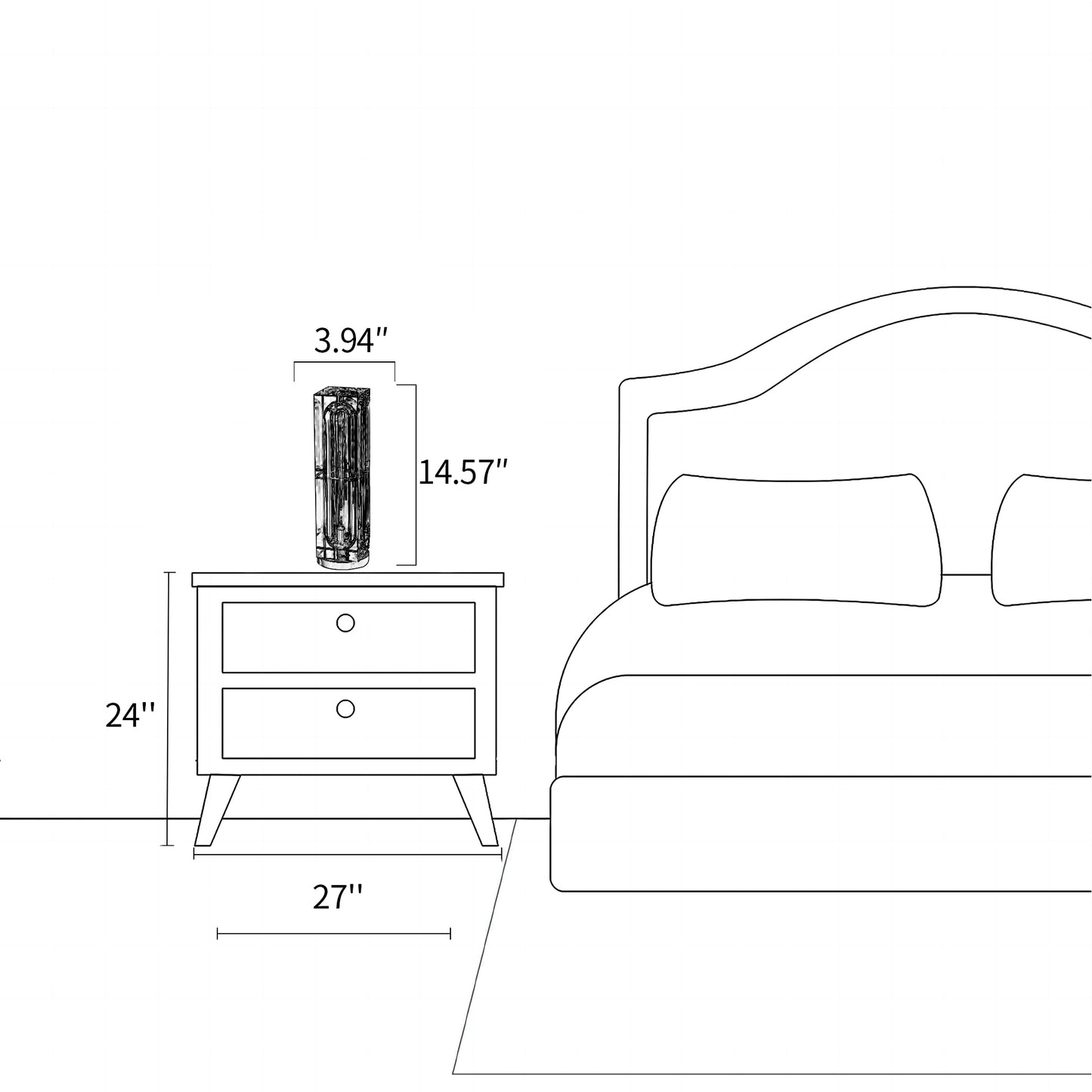 Square Crystal Table Lamp - A